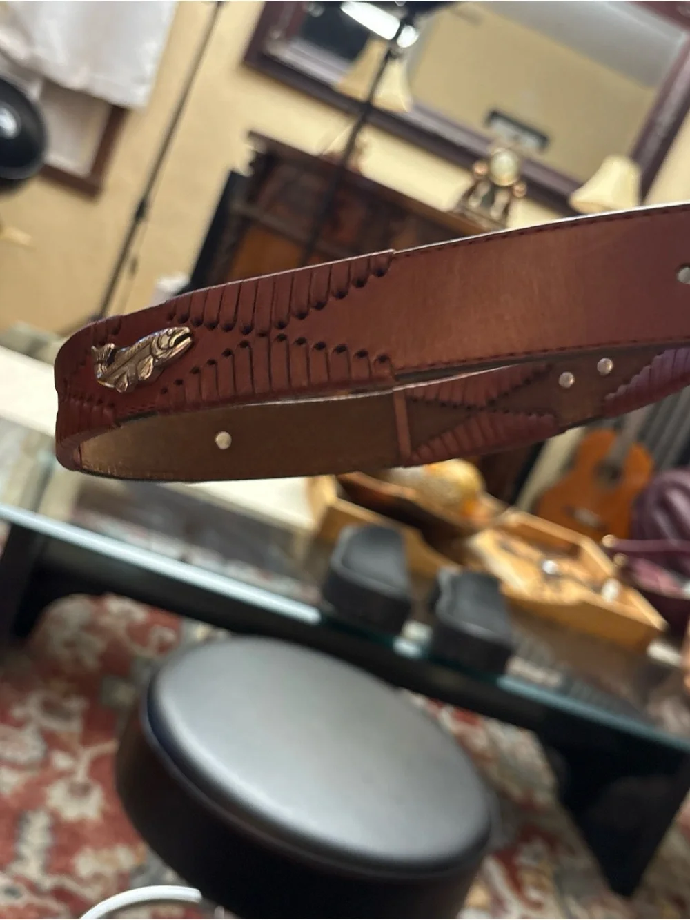 VINTAGE Brighton Brown Leather Belt with Silver Buckle WITH SILVER flying fish 🐟